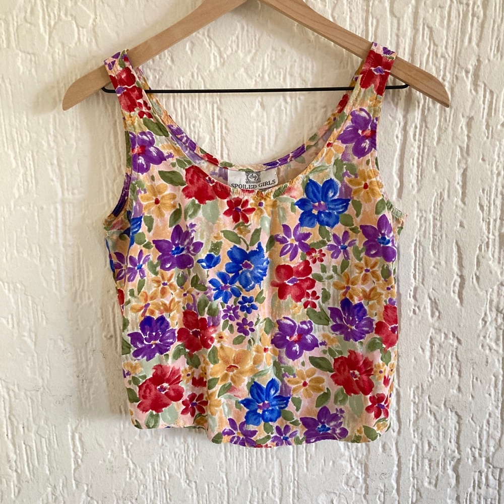 Spoiled Girls Floral Crop Tank Top Size Small